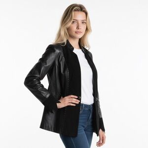 Vintage Maxen Couture RARE 100% leather rhinestone black western jacket sz 10